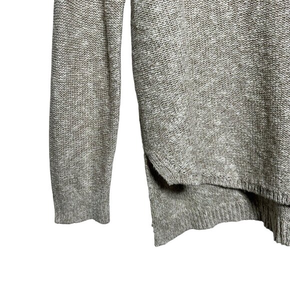 Banana Republic Sweater Long Sleeve Womens Large Beige Marled Hi-low Knit Linen - Picture 5 of 11